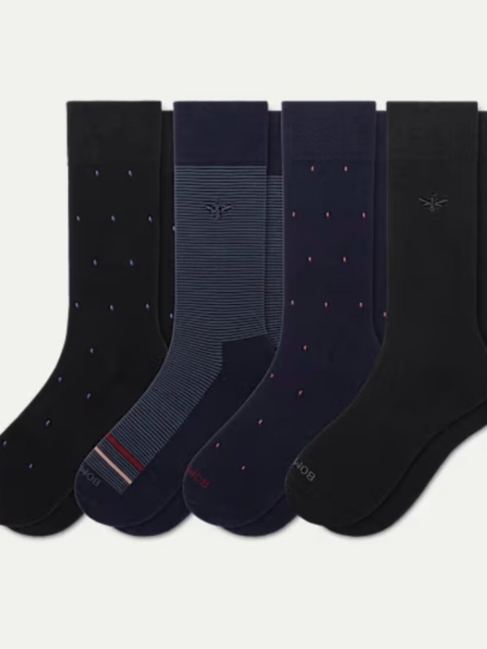 NEW Bombas Men's Dress Calf Sock 4-Pack - Men Large - Navy Stripe Pack